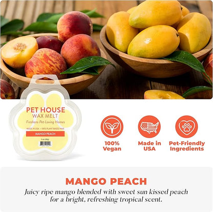 Pet House Wax Melts Mango Peach Spring Scented Wax Melts for Warmer- Long-Lasting Plant Based Air Freshener for Pet Odor Pack of 2