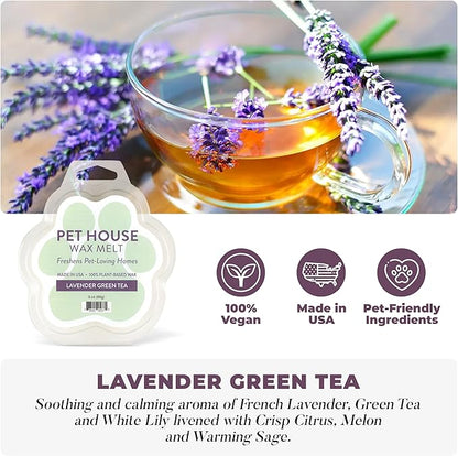 Pet House Lavender Green Tea, Fresh Citrus Scented Wax Melts - Long-Lasting Plant Based Summer Wax Melts Pet Friendly Pack of 2