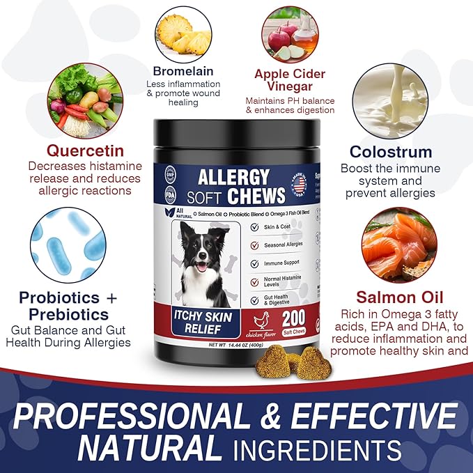 Dog Allergy Support Chews 200 CT, Dog Skin and Itchy