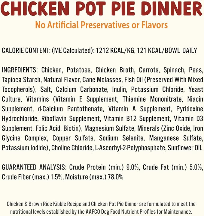 On The Go Dog Food, Chicken Pot Pie Dinner - 7.5 oz Tray (6 Count), Made in The USA with Real Chicken