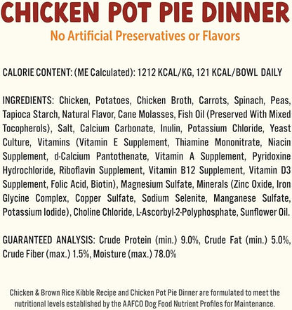 On The Go Dog Food, Chicken Pot Pie Dinner - 7.5 oz Tray (6 Count), Made in The USA with Real Chicken