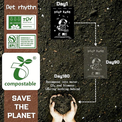 Compostable Dog Poop Bags，450 Count - 100% Leakproof & Biodegradable Dog Bags for Poop，Includes Free Dog Poop Bag Holder & Clip