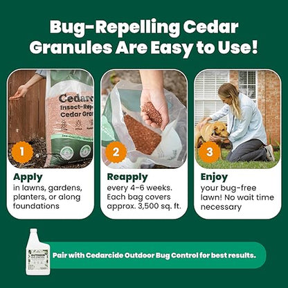 Cedarcide Original Cedar Granules – Flea, Tick, Mosquito & Spider Repellent for Yard, Lawn, Patio & Garden – Outdoor Insect Control – for Use Around Pets, Kids & Family (8 lb Covers 3,500 sq ft)