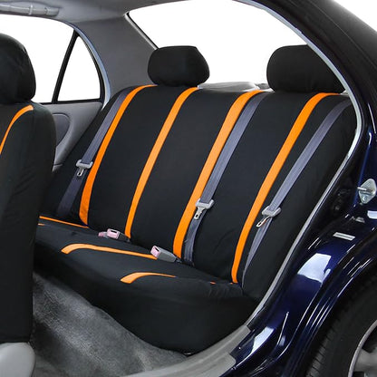 FH Group Car Seat Covers Rear Set Cloth - Car Seat Covers with Removable Headrest,Universal Fit,Automotive SeatCovers,Washable Car SeatCover for SUV,Sedan,Van Orange