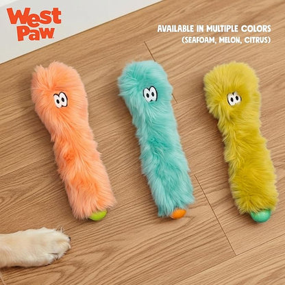 WEST PAW Rowdies Sven Durable Plush Dog Toy with HardyTex Reinforced Seams Squeaker - Soft Plush Exterior Hand Sewn by Skilled Artisans and Made in USA for Dogs - Melon