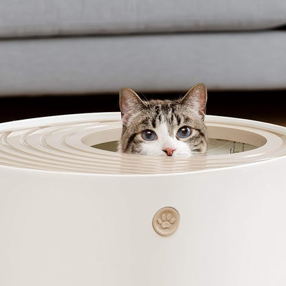 IRIS Top Entry Cat Litter Box with Cat Litter Scoop, White & Beige with IRIS Top Entry Cat Litter Box with Cat Litter Scoop, Black & Gray
