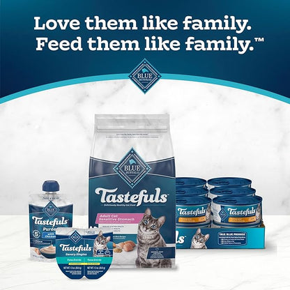 Blue Buffalo Tastefuls Natural Dry Food for Adult Cats, Sensitive Stomach, Chicken & Brown Rice Recipe, 3-lb. Resealable Bag