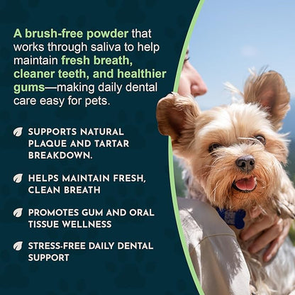 Animal Essentials Sea-Dent for Dog Teeth - Dental Powder for Dogs & Cats Teeth & Gums, Natural Oral Formula for Plaque & Tartar, Bad Breath Oral Freshener & Cleaner - 2.5 oz