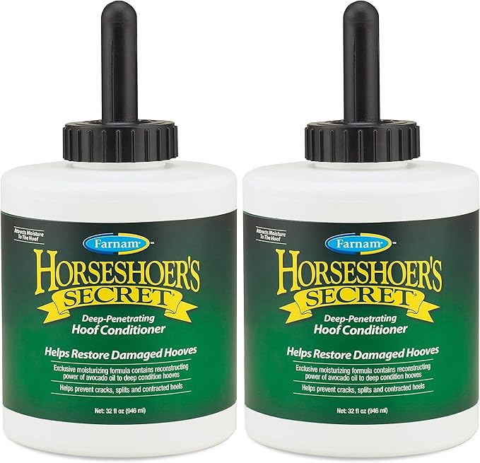 Farnam Horseshoer's Secret Deep-Penetrating Hoof Oil for Horses,Conditions Dry Hooves and Prevents Cracks,Splits and Contracted Heels,Contains Avocado Oil,32 Oz.,(Pack of 2)