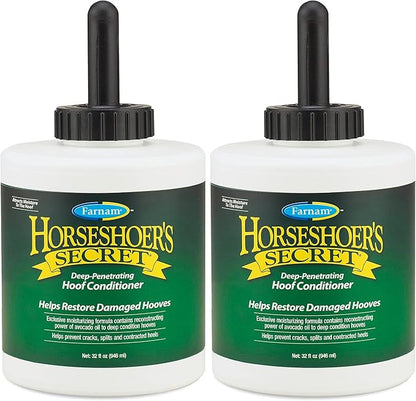 Farnam Horseshoer's Secret Deep-Penetrating Hoof Oil for Horses,Conditions Dry Hooves and Prevents Cracks,Splits and Contracted Heels,Contains Avocado Oil,32 Oz.,(Pack of 2)