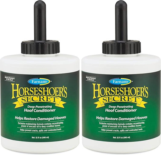 Farnam Horseshoer's Secret Deep-Penetrating Hoof Oil for Horses,Conditions Dry Hooves and Prevents Cracks,Splits and Contracted Heels,Contains Avocado Oil,32 Oz.,(Pack of 2)