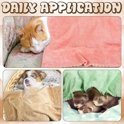 Newwiee 24 Pcs Guinea Pig Fleece Bedding Blankets Bulk Washable Small Animal Fleece Cage Liners Pet Wash Cloth Sleeping Mat Cover for Hamster Chinchilla Rabbit Hedgehog(14 x 30 Inch,Multicolor)