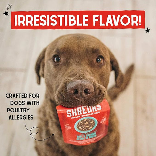 Stella & Chewy's Grass Fed Beef & Wild Caught Salmon Shredrs - Premium Dog Food Pouches - Perfect for Picky Eaters- 12 Pack, 2.8oz Each