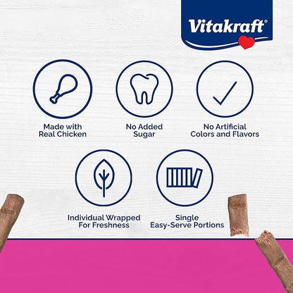 Vitakraft PurrSticks for Cats - Nutritious & Healthy Soft Cat Treats - Gently Oven Roasted Meat Sticks for Cats w/ 70% Meat - Easy-to-Serve Cat Chew Sticks (Chicken, 60 Pack)
