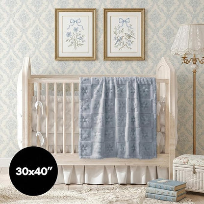 Americanflat 30x40 Jacquard Kids Throw Blanket - Soft and Breathable Mini Fleece Throw Blanket for Couch, Bed, Chair - Fleece Blankets Perfect for Home, Bedroom, or Outdoor - Flower Design in Gray