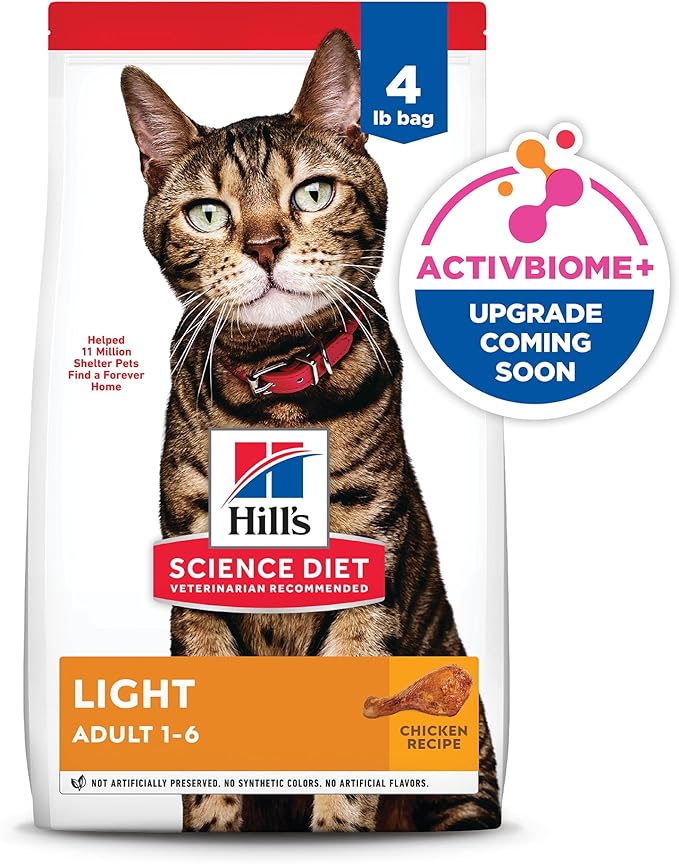 Hill's Science Diet Adult 1-6 Light Dry Cat Food, Chicken, 4 lb. Bag