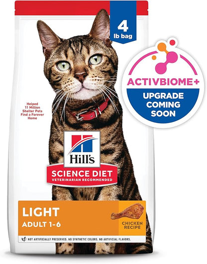 Hill's Science Diet Adult 1-6 Light Dry Cat Food, Chicken, 4 lb. Bag