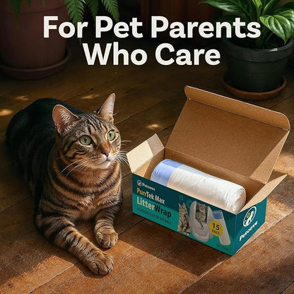Petcove Cat Litter Box Liners, Carbon Litter Deodorizers Bundle For PurrTek Max & Light| Drawstring Bags for Automatic & Self-Cleaning Litter Boxes | Unscented (PurrTek Max Accessories)