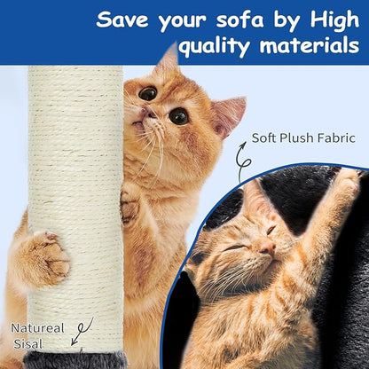 Cat Craft Cat Tree 63 Inch Cat Tower for Indoor Cats, Multi-Level Cat Tree for Large Cats 20 lbs+ Heavy Duty Cat Tower with Sisal Scratching Posts, Hammock, Condo and Extended Platform, Black
