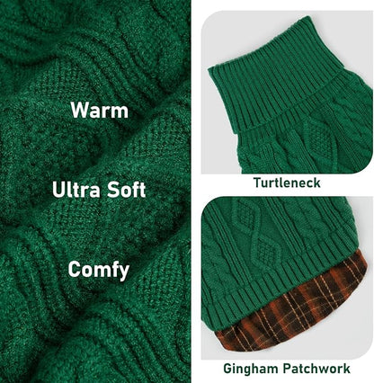 KYEESE Dog Sweater Warm Turtleneck Medium Dogs Sweater Stretchy Thick Pet Coat for Fall Winter Cold Weather Soft Pullover Dog Sweaters for Medium Dogs Boy