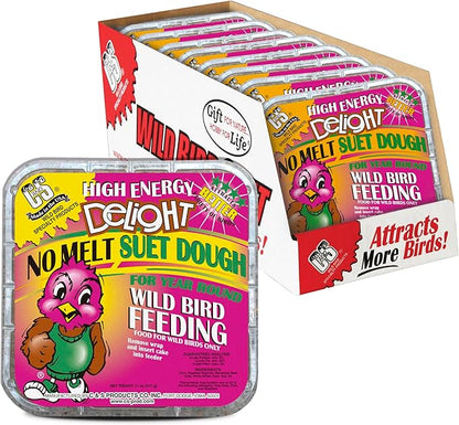 C&S High Energy Delight No Melt Suet Dough, Suet Cakes for Wild Birds Including Woodpeckers, Nuthatches, Chickadees and More, Pack of 8
