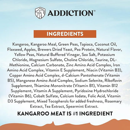Addiction Wild Kangaroo & Apples Dry Dog Food - Limited Ingredient, Novel Protein for Dogs with Allergies, Grain-Free - Support Muscle Development & Manage Weight - Made in New Zealand 20lb