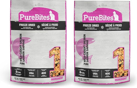PureBites Freeze Dried Dog Treats, Salmon, 70g | 2.47oz Pack of 2