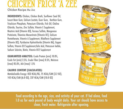 Weruva Cats in The Kitchen, Chicken Frick 'A Zee with Chicken Au Jus Cat Food, 3.2oz Can (Pack of 24)