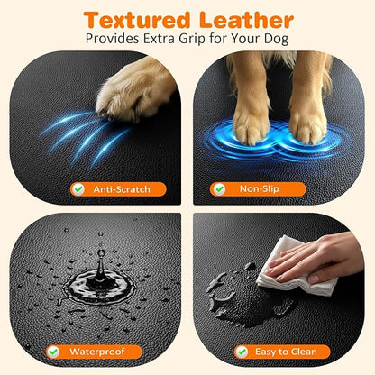 URPOWER PU Leather Backseat Extender for Dogs, Hard Bottom Dog Car Seat Cover for Back Seat, Holds 400 LBS, Waterproof Dog Car Hammock Anti-Scratch Pet Rear Seat Protector Travel Bed for Car and SUV