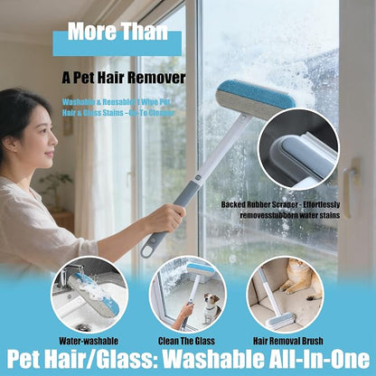 Magic Pet Hair Remover Brush Set for Dogs & Cats, 4-in-1 Hair Removal Tool, Hair Glove, Metal Hook for Furniture, Couch & Car Seats