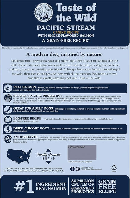Taste of The Wild Pacific Stream Grain-Free Dry Dog Food With Smoke-Flavored Salmon 5lb