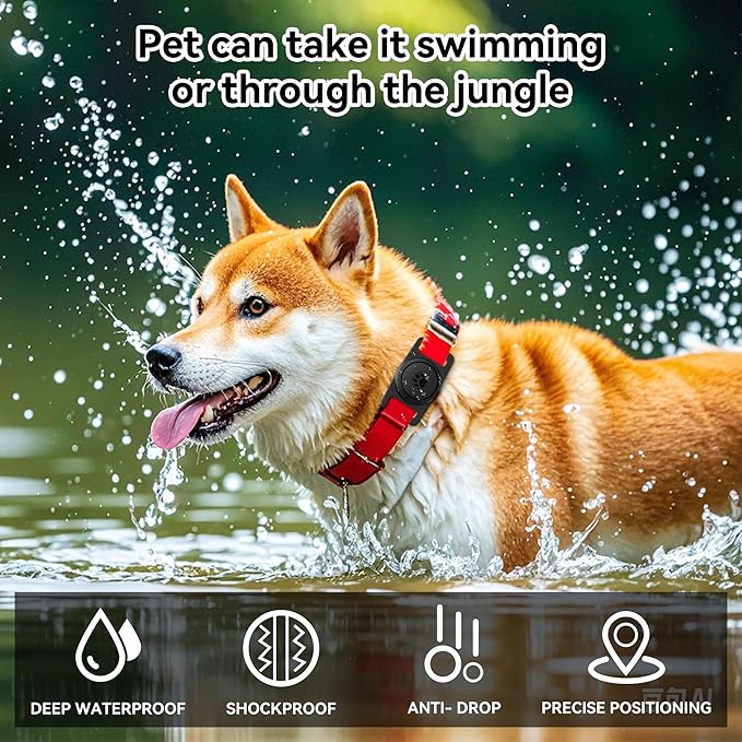 GOCII for Airtag Dog Collar Holder 2 Pack,Waterproof Dog Collar Holder for Apple AirTag(Gen 1 & 2),Silicone Air Tags Case for Dog Collars(Navy&Black)