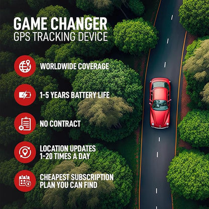 GPS Tracker for Cars & Vehicles – 5-Year Battery, No Contract, Wireless Waterproof Car Tracker for Theft Prevention & Vehicle Security | Hidden | No Wiring Required