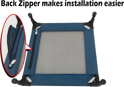 Pozico Elevated Pet Bed with Breathable Mesh for Small Cat and Dog, Raised Cooling Pet Cot for Puppy and Kitty, 18.9x18.9 inch (Navy Blue Bed)