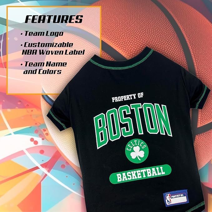 Pets First NBA Licensed Hoodies & T-shirt for Dogs & Cats, Boston Celtics, Large