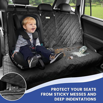 ALLANSING Back Seat Cover for Large SUVs/Trucks Rear Split Bench - Heavy-Duty 900D Waterproof Non-Slip Car Seat Protector for Messy Kids & Drooling Dogs, Easy Clean(Black)