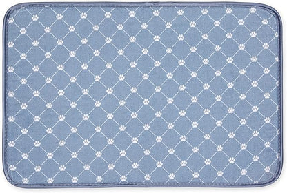 Bone Dry Machine Washable, Ultra Absorbent Pet Mat, 12x18, Stonewash Blue Trellis Print