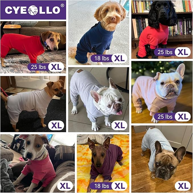cyeollo Fleece Dog Pajamas Onesie Pjs Jumpsuit Thermal Stretchy Pet Clothes Outfits Winter Dog Pajamas for Small Medium Dogs, Navy XL