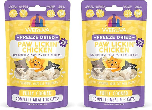 Weruva Cat Freeze Dried, Paw Lickin' Chicken with Chicken Breast, 1oz Bag (Pack of 2)