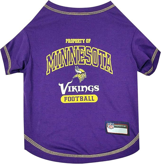 NFL Minnesota Vikings Dog T-shirt Large. - Licensed Shirt for Pets Team Colored with Team Logos- Premium Stretchable Materials for the comfort of your Dog & Cat