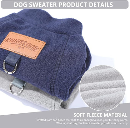 2 Pack Dog Sweaters with Leash Ring Warm Fleece Dogs Sweatshirt for Small Medium Dogs Pet Puppy Coat Apparel Outfits Winter Dog Clothes for Chihuahua, Yorkie, Bulldog, Dachshund Cats S, Grey