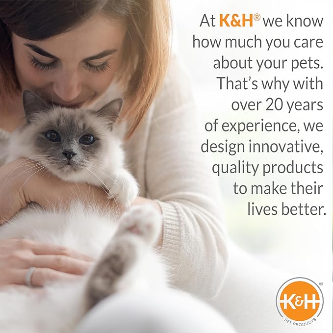 K&H Pet Products Thermo Lookout Pod Heated Cat Bed for Indoor Cats or Small Dogs, Covered Warming Bed Cave for Large Kitties, Washable Cushion, Collapsible, Safety Listed - Round 22in Classy Gray 4W