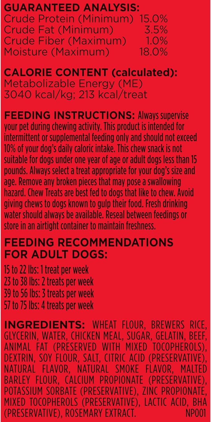Milk-Bone Comfort Chews, Dog Treats with Unique Chewy Texture and Real Beef, 3 Chews (Pack of 5)