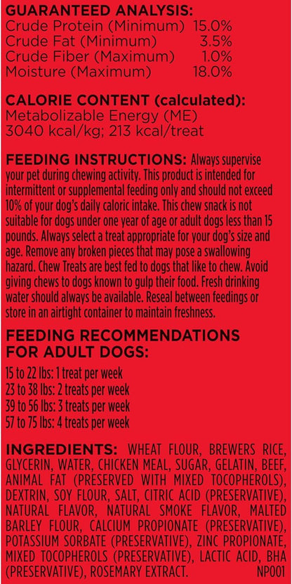 Milk-Bone Comfort Chews, Dog Treats with Unique Chewy Texture and Real Beef, 3 Chews (Pack of 5)