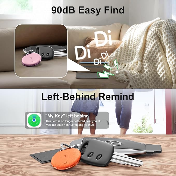 Air Tracker Tags-4 Pack, Smart Tag Work Compatible with Apple Find My (iOS Only), Bluetooth Tag Item Finders IP68 Waterproof Replaceable Battery for Wallet, Luggage, Backpack, Key, 4 Colors