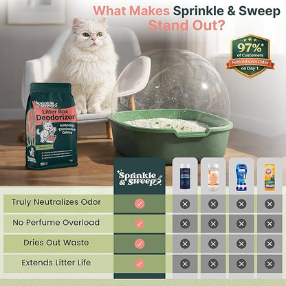 Sprinkle & Sweep: Litter Box Deodorizer - 2 Pack, 8oz Bags - Cat & Kitten Home Odor Neutralizer, Ultra-Absorbent Formula, Non-Toxic, Pet Smell Control