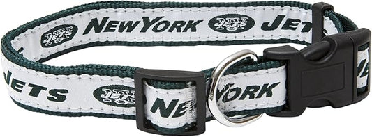 Pets First NFL New York Jets Licensed PET COLLAR, Small - Heavy-Duty, Strong, and Durable Dog Collar. Available in 31 Football Teams and 4 Sizes