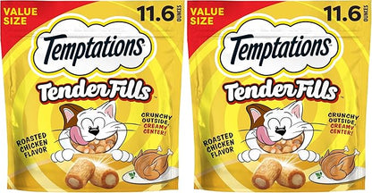 Temptations Tender Fills Crunchy and Soft Adult Cat Treats,Roasted Chicken Flavor,11.6 oz. Pouch,(Pack of 2)