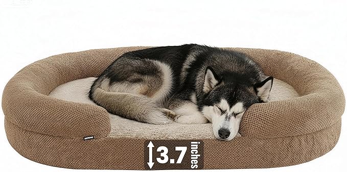 Orthopedic Dog Bed for Extra Large Dogs – 48"x36" XL Waterproof Memory Foam Pet Couch with Bolster Sides, Washable Removable Cover, Non-Slip Bottom, Joint Support Dog Sofa Bed for Large Breeds