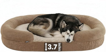 Orthopedic Dog Bed for Extra Large Dogs – 48"x36" XL Waterproof Memory Foam Pet Couch with Bolster Sides, Washable Removable Cover, Non-Slip Bottom, Joint Support Dog Sofa Bed for Large Breeds